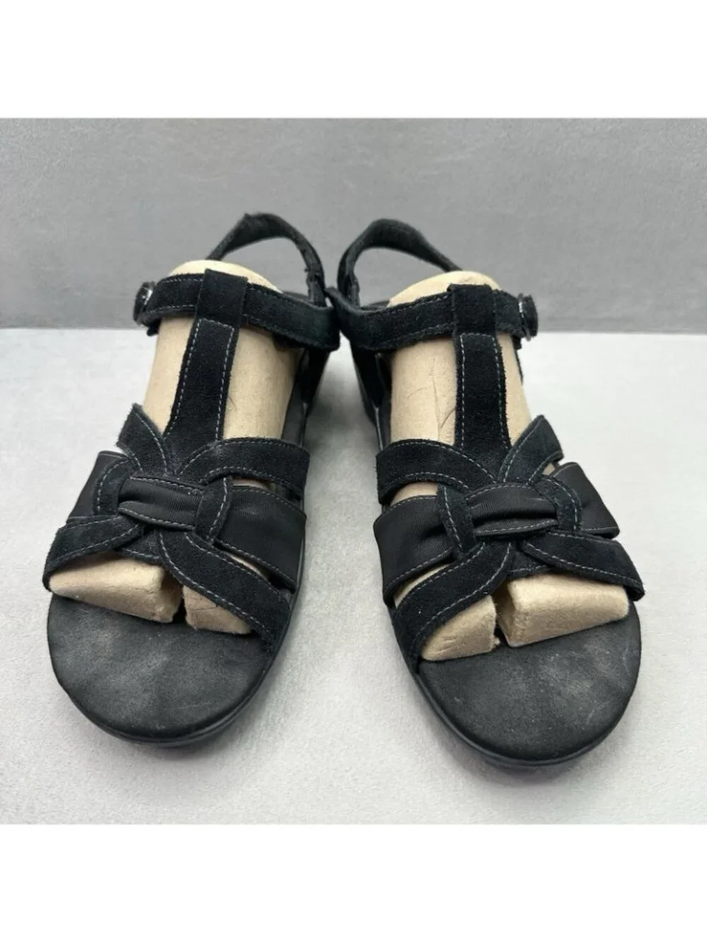 OrthoFeet Hope 62037 Womens Size 9.5 (B) Gladiator Sandals Black Leather Comfort